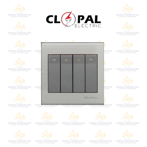 Clopal Elegant Grey Series 4-Gang Switch
