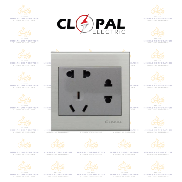 Clopal Elegant Grey Series American Socket + 2 Socket