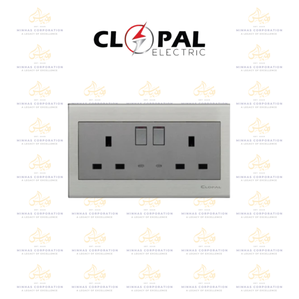 Clopal Elegant Grey Series Double 13A Flat BS Socket