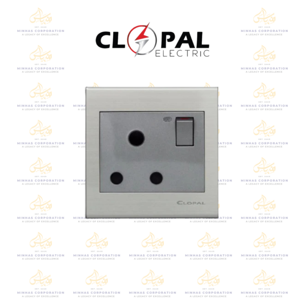Clopal Elegant Grey Series Power Plug Socket With LED