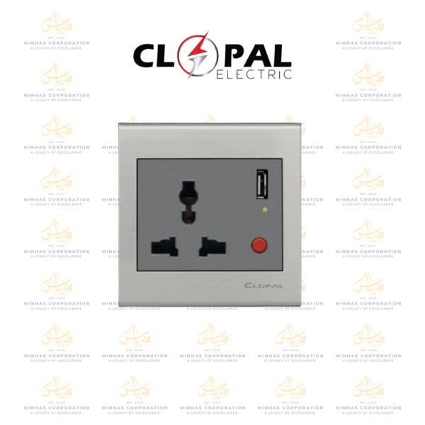 Clopal Elegant Grey Series USB with Universal Socket