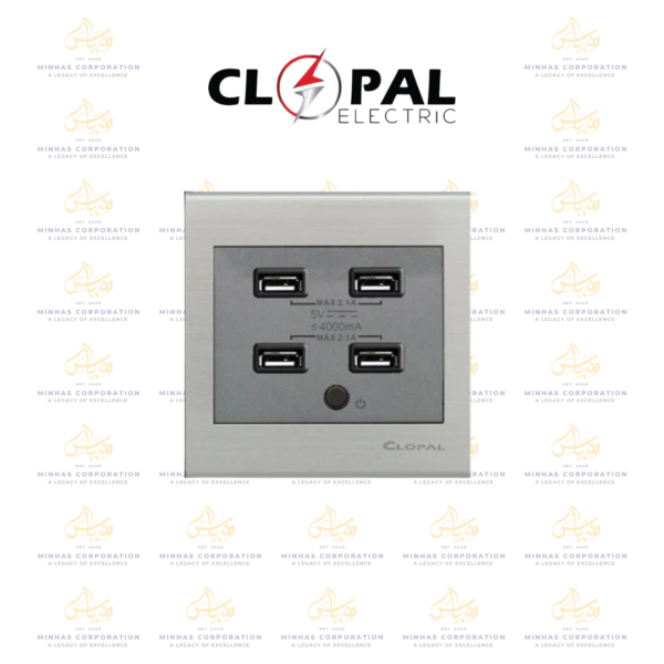 Clopal Elegant Grey Series USB 4 Socket 4.2A