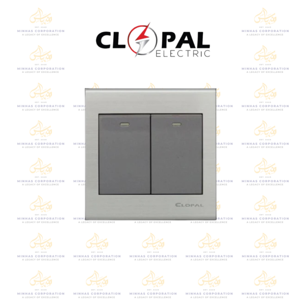 Clopal Elegant Grey Series 2-Gang Switch