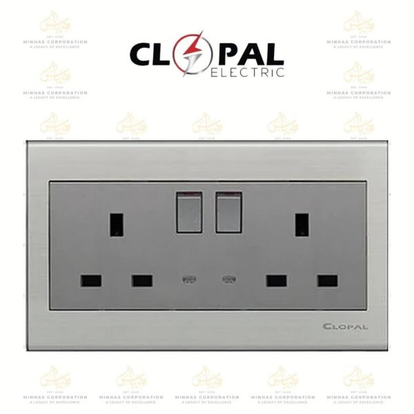 Clopal Elegant Double Multi + 13A Flat BS Socket
