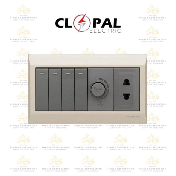 Clopal Golden Metallic 4+1 Dimmer + 1 Socket