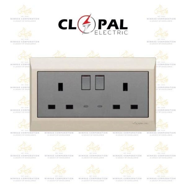 Clopal Golden Metallic Double Multi + 13A Flat BS Socket