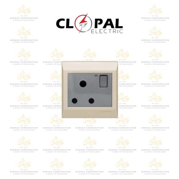 Clopal Golden Metallic Power Plug Socket with LED