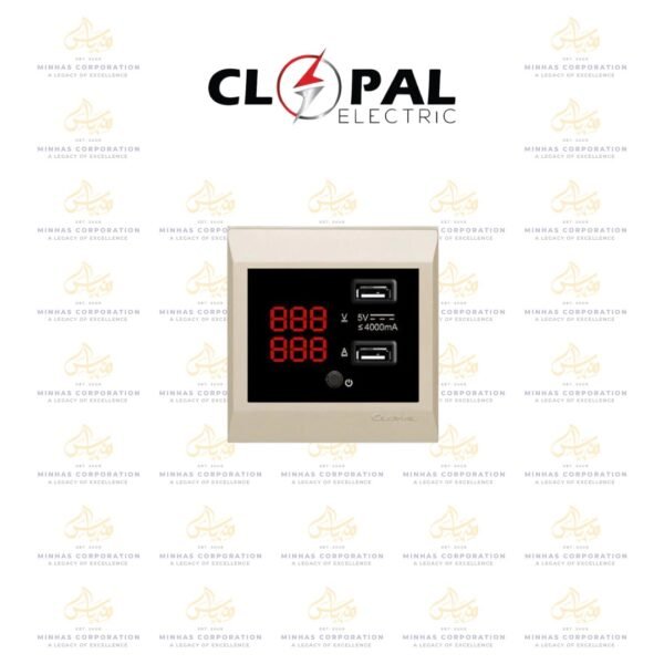 Clopal Golden Metallic USB Digital Display Charger