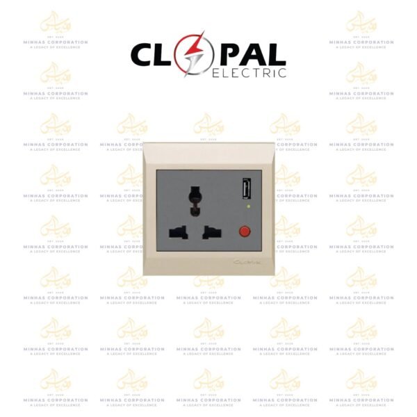 Clopal Golden Metallic Fast Charger USB + Multi Socket