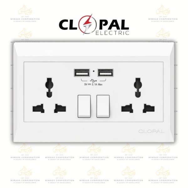 Clopal Ideas White Double Multi + 2 USB