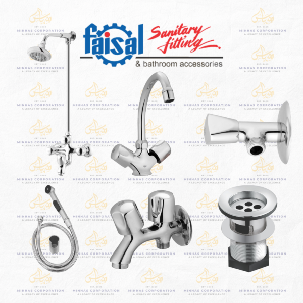 Faisal Sanitary Economy 4 Knobs Series Bath Set Complete 8 Pieces