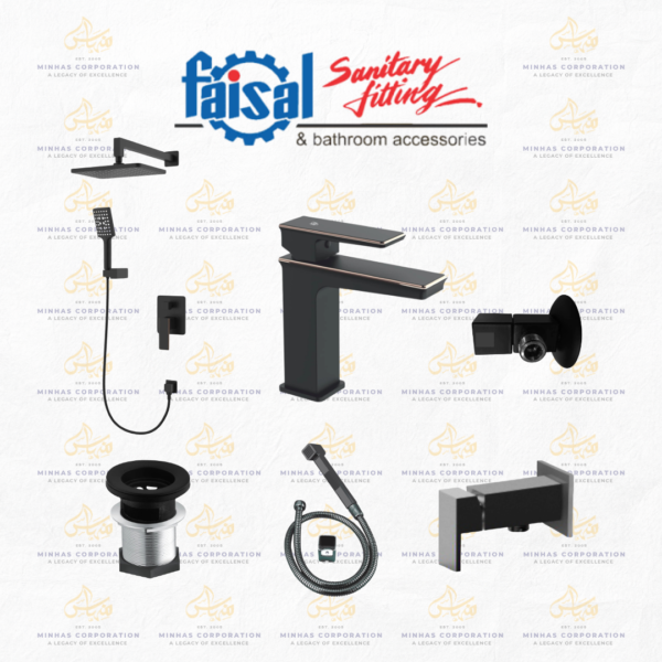 Faisal Sanitary Gold Line Series Bath Set Complete 8 Pieces
