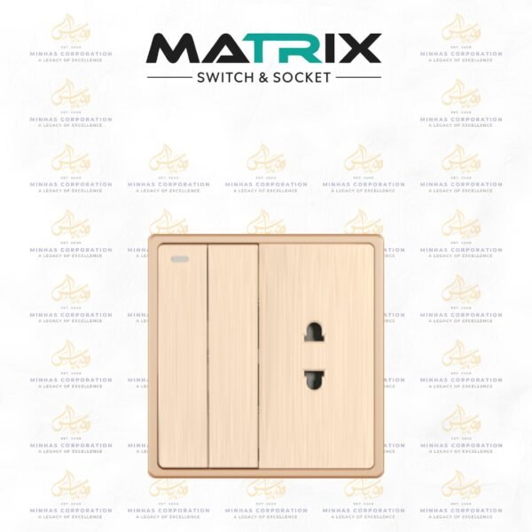 Matrix Icon Gold 1 Gang Switch with 1 Socket