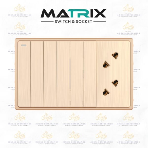 Matrix Icon Gold 6 Gang Switch with 2 Socket