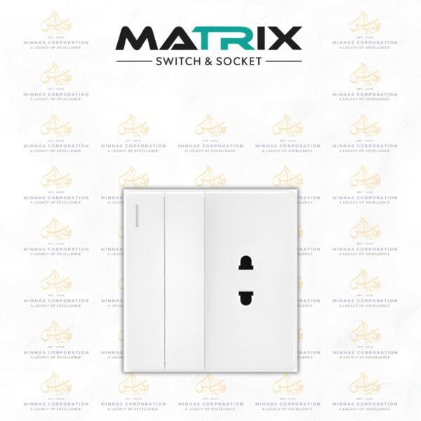 Matrix Icon White 1 Gang Switch with 1 Socket