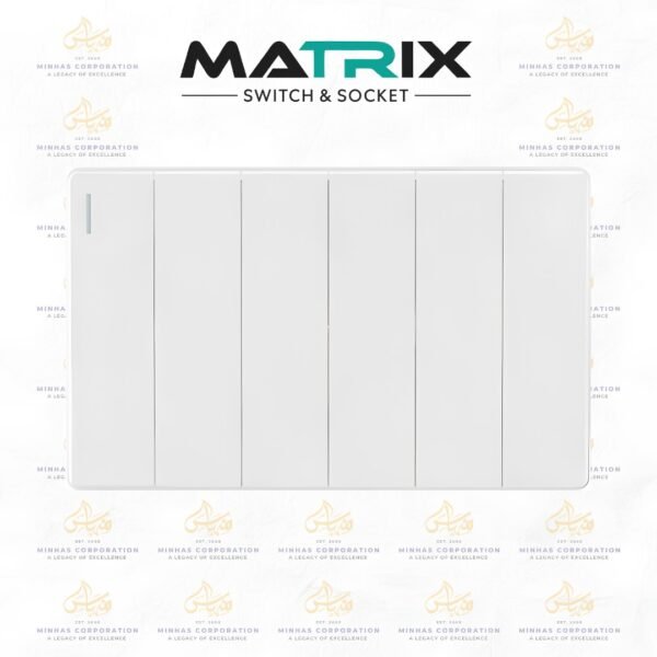 Matrix Icon White 6 Gang Switch