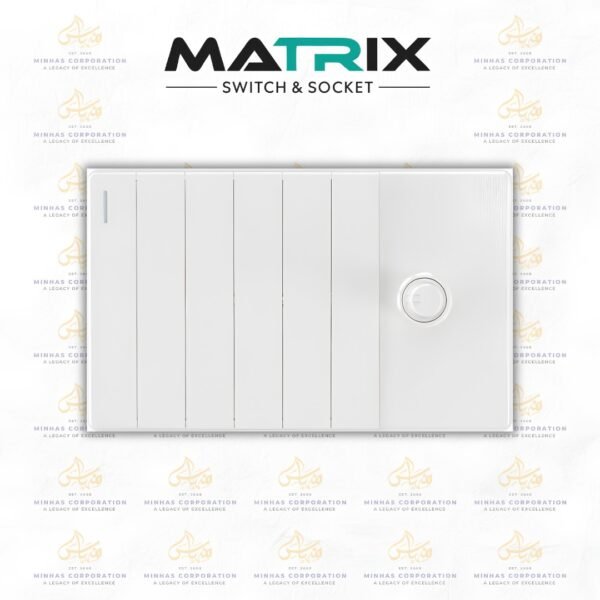 Matrix Icon White 6 Gang Switch with Fan Dimmer