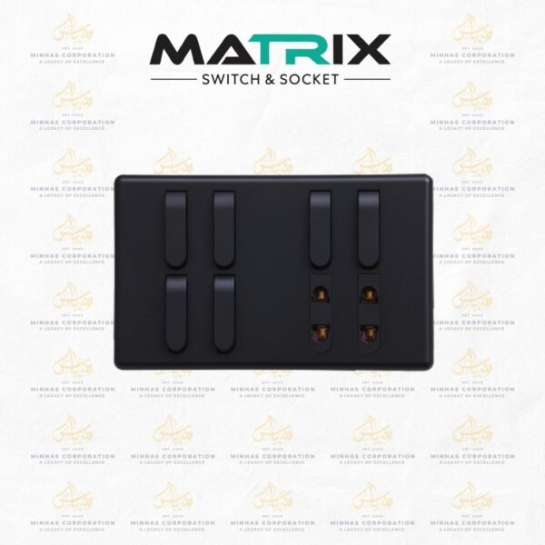 Matrix Active Black 6-Switch 2-Socket