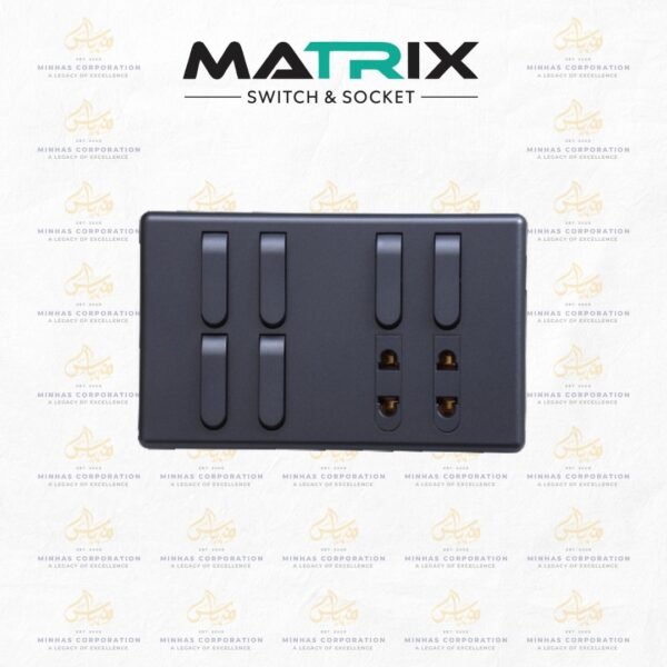 Matrix Active Grey 6-Switch 2-Socket