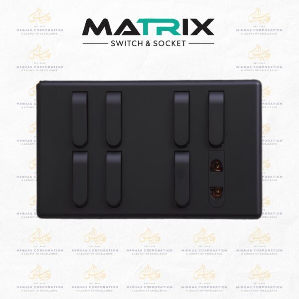 Matrix Active Black 6 Switch 2 Socket