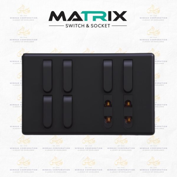 Matrix Active Black 8 Switch 2 Socket