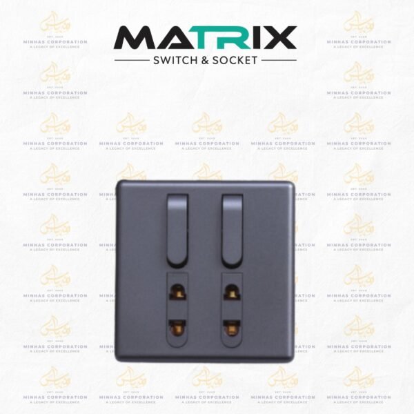 Matrix Active Grey 2 Switch 2 Socket