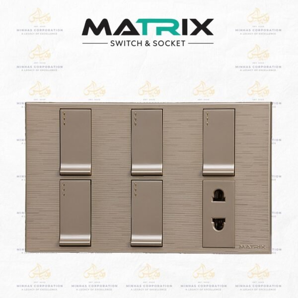 Matrix Excel Gold 5-Switch 1-Socket