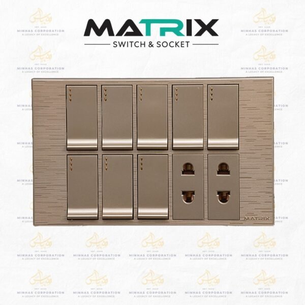 Matrix Excel Gold 8-Switch 2-Socket