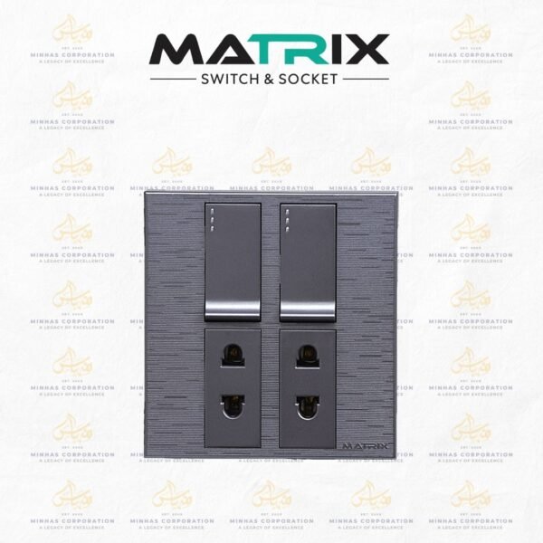 Matrix Excel Grey 2-Switch 2-Socket