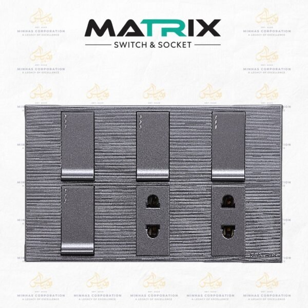 Matrix Excel Grey 4-Switch 2-Socket
