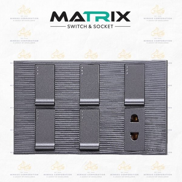 Matrix Excel Grey 5-Switch 1-Socket