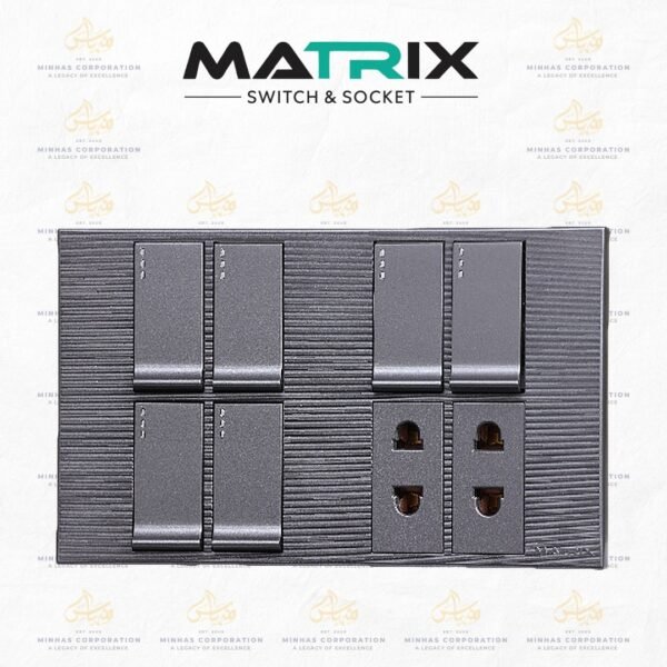 Matrix Excel Grey 6-Switch 2-Socket