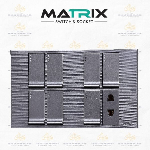 Matrix Excel Grey 7-Switch 1-Socket
