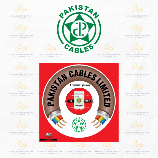 Pakistan Cables 1.5mm² Solid Single Core Copper PVC Cable (450/750V) – 90m Coil