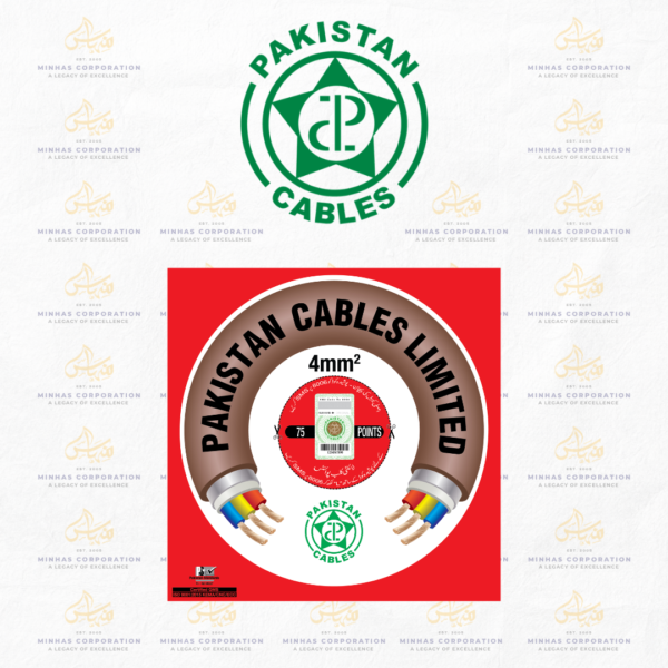 Pakistan Cables 4mm² Single Core Copper PVC Cable (450/750V) – 90m Coil