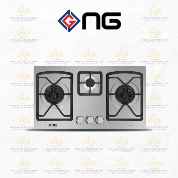 NasGas DG-333 Built-in Hob – 3 Burner Non-Magnetic Stainless Steel Gas Stove