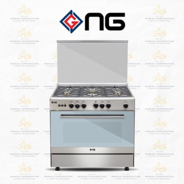 NasGas Cooking Range NG-786 Single Door – 5 Burner, Stainless Steel Body
