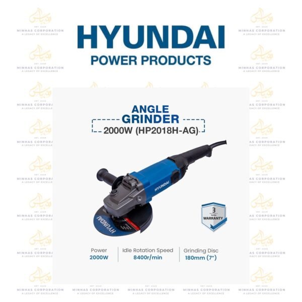 Hyundai 7" H-Series Angle Grinder 2000W (HP2018H-AG)