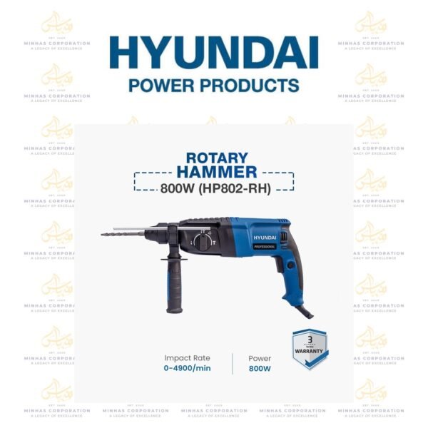 Hyundai 26mm Heavy-Duty Rotary Hammer 800W (HP802-RH)