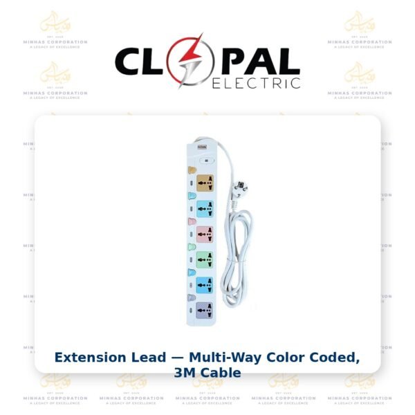 Clopal Extension Lead with 3 Meters Heavy Duty Copper Cable, 3, 4, 5, & 6 Power Sockets Extension Board with Fuse Protection