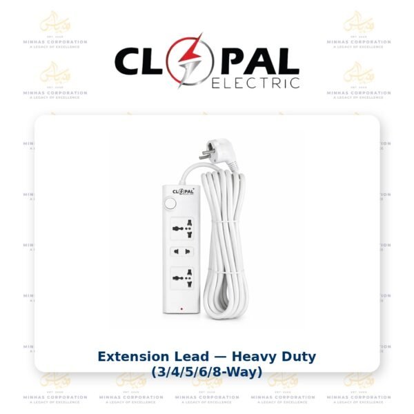 Clopal Extension Lead with Heavy Duty Copper Cable, 3, 4, 5, 6 & 8 Ways Power Sockets Extension Board with 3 Mtrs Wire